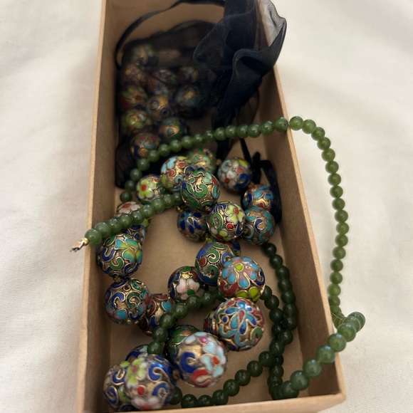 Antique Cloisonné and Jade Necklaces - Picture 7 of 11